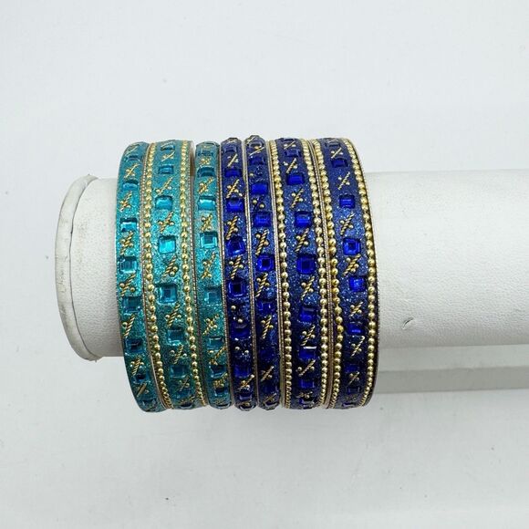 Set Of 8 Traditional Indian Bollywood Style Bangle Bracelets Bridal Wedding - Picture 6 of 13